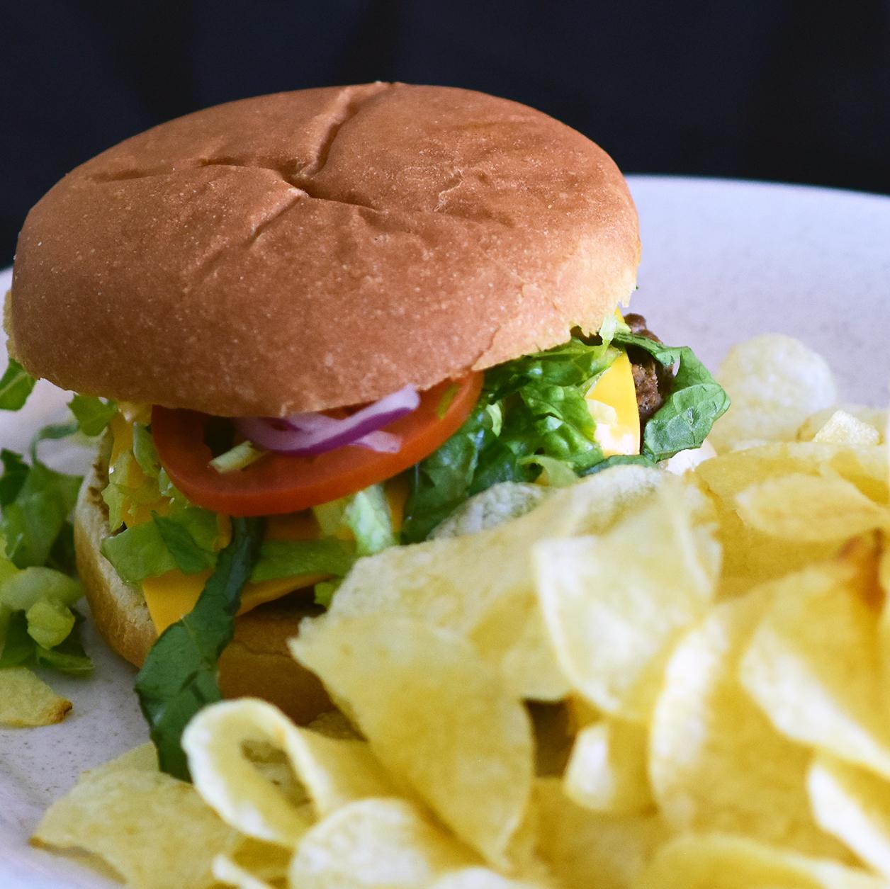 Hamburger and chips